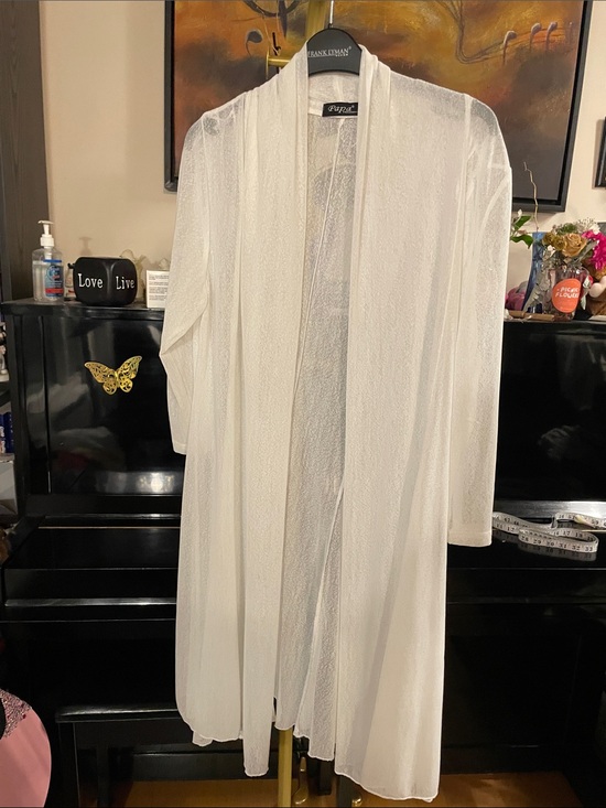 Papa Vancouver Jackets & Blazers - Papillon Blanc Sheer Long Open-Front Cardigan in White